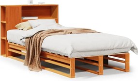 vidaXL Κρεβάτι Βιβλιοθήκη Χωρίς Στρώμα Καφέ 75x190 εκ Μασίφ Πεύκο