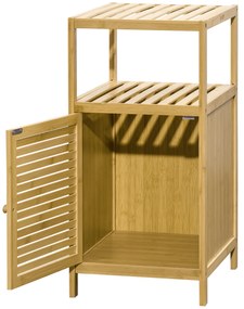 kleankin Έπιπλο Μπάνιου Ράφι Μπάνιου, Μπαμπού, 1 Ράφι, 1 Ντουλάπι, 33 εκ. x36.5 εκ. x67 εκ., Φυσικό