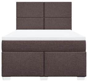vidaXL Κρεβάτι Boxspring με Στρώμα Σκούρο Καφέ 140x190 εκ. Υφασμάτινο