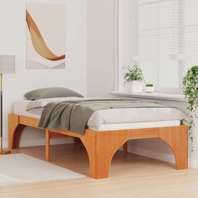 vidaXL Κρεβάτι δαπέδου Καφέ 100 x 200 cm Μασίφ ξύλο πεύκου