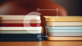 Intra Συλλεκτικό Ξύλινο Παζλ Plywood  4mm - Στοίβα από χρωματιστά κουτιά σε ξύλινο τραπέζι Σε Ξύλινο Κουτί - Διαστάσεις: 10x10 cm – 25 κομμάτια