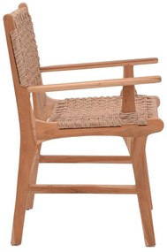 Καρέκλα - Πολυθρόνα Sponze σκελετός teak ξύλο με σχοινί σε φυσική απόχρωση 54x60x86 εκ. 54x60x86 εκ.