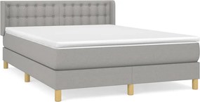 vidaXL Κρεβάτι Boxspring με Στρώμα Ανοιχτό Γκρι 140x190 εκ. Υφασμάτινο