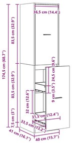 Συρταριέρα Γενικής Χρήσης Λευκή 40x41x174,5 εκ. Επεξ. Ξύλο - Λευκό