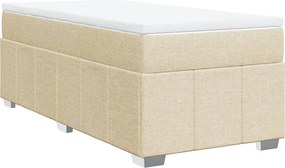 vidaXL Κρεβάτι Boxspring με Στρώμα Κρεμ 90x200 εκ.Υφασμάτινο