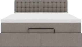 vidaXL Οθωμανικό κρεβάτι με στρώμα Taupe 140x200cm ύφασμα
