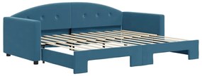 vidaXL Καναπές Κρεβάτι Συρόμενος Μπλε 90x200εκ Βελούδινος
