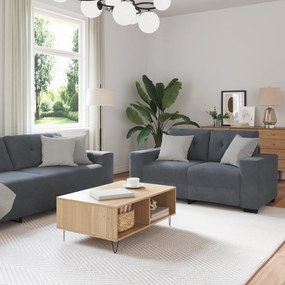 vidaXL Σετ Καναπέ με μαξιλάρι 3 pcs Γκρι 221 x 78 x 80 εκ Βελούδο