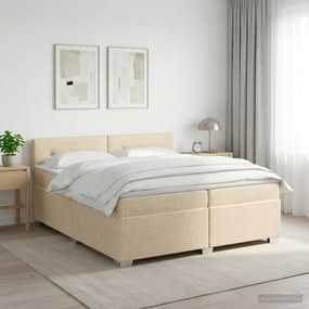 vidaXL Κρεβάτι box spring με στρώμα Κρεμ 200 x 200 cm Ύφασμα
