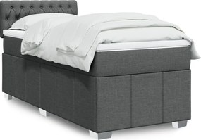 vidaXL Κρεβάτι Boxspring με Στρώμα Σκούρο Γκρι 90x190 εκ. Υφασμάτινο