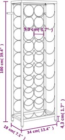 vidaXL Ραφιέρα Κρασιών 27 Μπουκ. Μαύρη 34x18x100εκ Σφυρήλατο Σίδερο