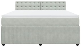 vidaXL Κρεβάτι Boxspring με Στρώμα Ανοιχτό Γκρι 180x200 εκ. Βελούδινο