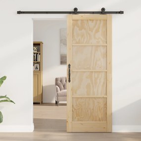 vidaXL Συρόμενη Πόρτα με Εξαρτήματα 78x202 εκ από Στερεό Ξύλο Πεύκου