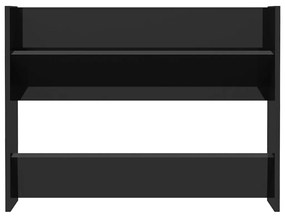 Παπουτσοθήκη Τοίχου Γυαλιστερή Μαύρη 80x18x60εκ από Επεξ. Ξύλο - Μαύρο