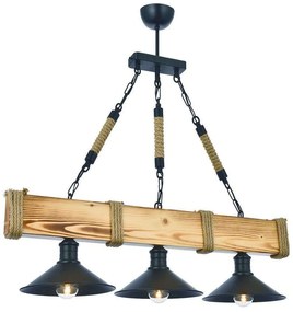 Φωτιστικό Οροφής - Ράγα Kutuk 890BCN1120 70x15x75cm 3xE27 40W Walnut-Black Opviq
