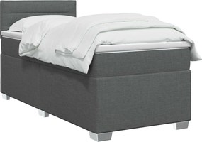 vidaXL Κρεβάτι box spring με στρώμα Σκούρο Γκρι 90 x 190εκ. Ύφασμα