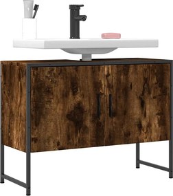 vidaXL Ντουλάπι Μπάνιου Νιπτήρα Καπνιστή Δρυς 80x33x60 εκ. Επεξ. Ξύλο
