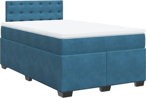 vidaXL Κρεβάτι Boxspring με Στρώμα Μπλε 120x190 εκ. Βελούδινο