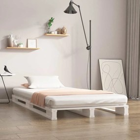 vidaXL Κρεβάτι Παλέτες Λευκό 90x190 Μασίφ Ξύλο Πεύκου Single