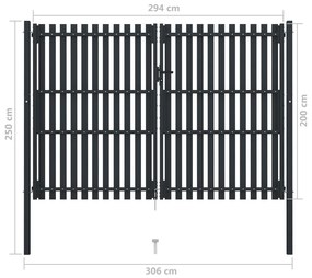 vidaXL Πόρτα με Διπλή Πόρτα και Φράχτη Ανθρακί 300x200 εκ. από Ατσάλι