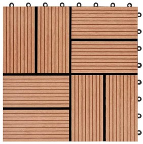 vidaXL Πλακάκια Deck 11 τεμ. Χρώμα Teak 30 x 30 εκ. 1 μ² από WPC