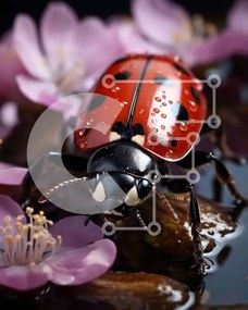 Intra Συλλεκτικό Ξύλινο Παζλ Plywood 4mm - Όμορφη εικόνα μιας πασχαλίτσας σε ένα ροζ λουλούδι Σε Ξύλινο Κουτί - Διαστάσεις: 10x10 cm – 25 κομμάτια