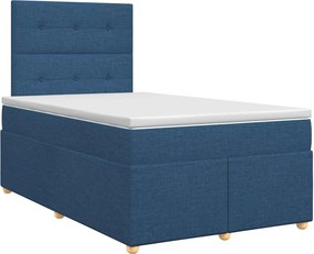 vidaXL Κρεβάτι box spring με στρώμα Μπλε 120 x 200 cm Ύφασμα