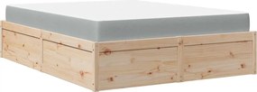 vidaXL Κρεβάτι με Στρώμα 140x200 εκ Μασίφ Ξύλο Πεύκου