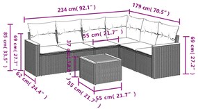 vidaXL Καναπές Σετ 7 Τεμαχίων Μαύρο Συνθετικό Ρατάν με Μαξιλάρια