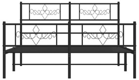 Πλαίσιο Κρεβατιού με Κεφαλάρι&amp;Ποδαρικό Μαύρο 140x200εκ. Μέταλλο - Μαύρο