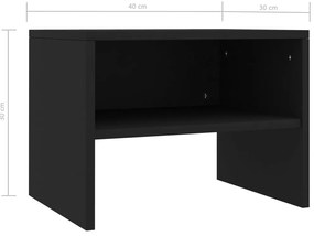 vidaXL Κομοδίνα 2 τεμ. Μαύρα 40 x 30 x 30 εκ. από Επεξ. Ξύλο