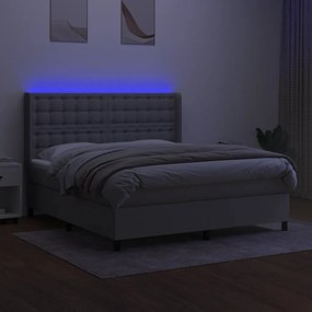 vidaXL LED Κρεβάτι με βάθρο με κεφαλάρι ύφασμα