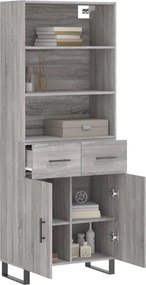 vidaXL Ντουλάπι Γκρι Sonoma 69,5 x 34 x 180 εκ. Επεξεργασμένο Ξύλο