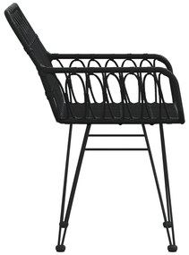 vidaXL Καρέκλες Κήπου 2 τεμ. Μαύρες 56x64x80 εκ. Ρατάν Πολυαιθυλενίου