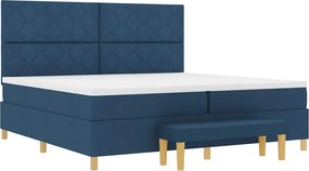 vidaXL Κρεβάτι με ελατήρια με κεφαλάρι Μπλε 200 x 200 cm ύφασμα