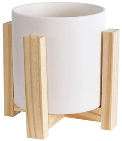 Κασπώ Puerto Rico 20542 Φ16x16cm White-Beige GloboStar Κεραμικό,Ξύλο