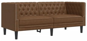 vidaXL Καναπές Chesterfield 2 τεμαχίων σετ καφέ δέρμα Faux Suede