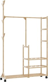 vidaXL Ράφι Ρούχων με Ράφια και Ρόδες 100x38x175,5 εκ. από Μπαμπού