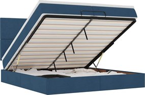 vidaXL Οθωμανικό κρεβάτι με στρώματα &amp; LEDs Μπλε 200x200cm ύφασμα
