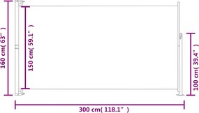 vidaXL Σκίαστρο Βεράντας Πλαϊνό Συρόμενο Μπλε 160 x 300 εκ.