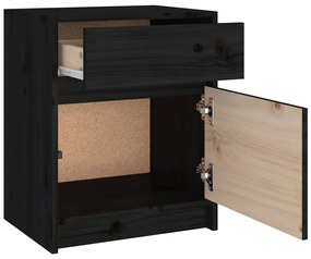 vidaXL Κομοδίνα 2 τεμ. Μαύρα 40 x 31 x 50 εκ. από Μασίφ Ξύλο Πεύκου
