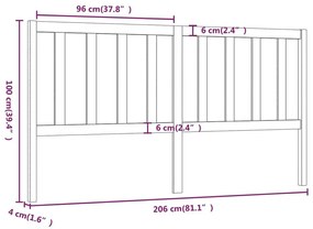 Κεφαλάρι Κρεβατιού Μαύρο 206 x 4 x 100 εκ. Μασίφ Ξύλο Πεύκου - Μαύρο