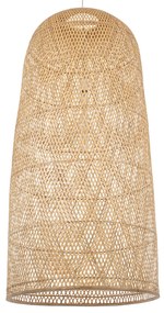 00670 GloboStar® CALERO 00670 Boho Κρεμαστό Φωτιστικό Καμπάνα Μονόφωτο 1 x E27 IP20 Μπεζ Ξύλο - Μ60 x Π60 x Y120cm