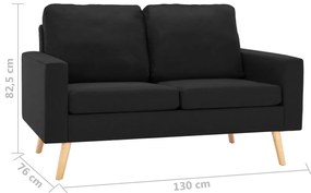 vidaXL Καναπές Διθέσιος Μαύρος Υφασμάτινος