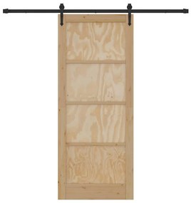 vidaXL Συρόμενη Πόρτα Χειροκίνητος Καφέ 86 x 211 cm Μασίφ ξύλο πεύκου