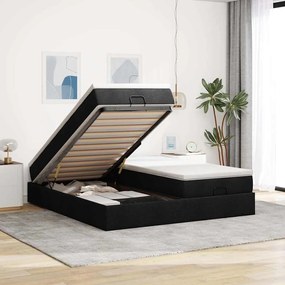vidaXL Οθωμανικό κρεβάτι με στρώματα Μαύρο 180x200cm Ύφασμα