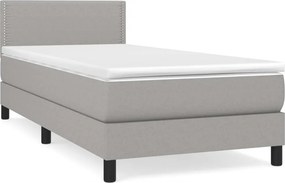 vidaXL Κρεβάτι Boxspring με Στρώμα Ανοιχτό Γκρι 90x200 εκ. Υφασμάτινο