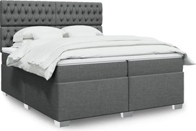 vidaXL Κρεβάτι Boxspring με Στρώμα Σκούρο Γκρι 200x200 εκ. Υφασμάτινο