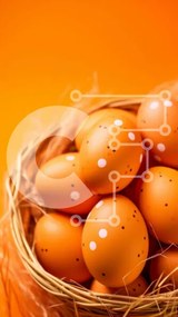 Intra Συλλεκτικό Ξύλινο Παζλ Plywood  4mm - Πασχαλινό καλάθι με πορτοκαλί αυγά σε πορτοκαλί φόντο Σε Ξύλινο Κουτί - Διαστάσεις: 10x10 cm – 25 κομμάτια