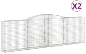 vidaXL Συρματοκιβώτια Τοξωτά 2 τεμ. 400x30x120/140 εκ. Γαλβαν. Ατσάλι